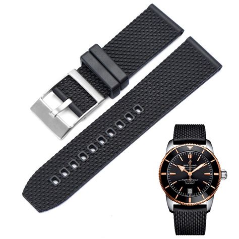 breitling rubber strap 24mm|breightling black mesh rubber strap.